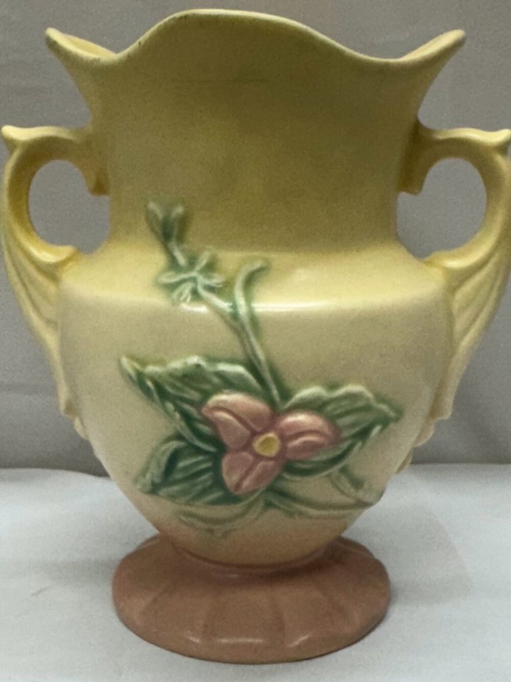 Vintage Hull Art Pottery Wildflower Vase W-4-6.5 Two Handled Pink Yellow Matte